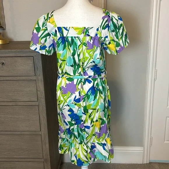 Maggy London | Soft White Floral Short Puff Sleeve A-Line Pockets | 10 - Picture 11 of 13